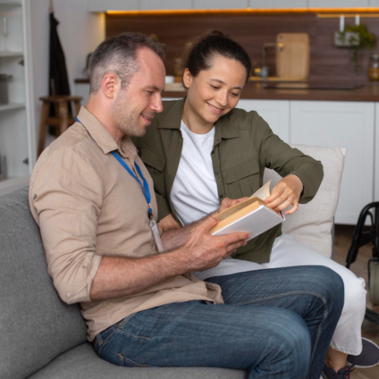 NDIS support coordinator reviewing a support plan with a participant